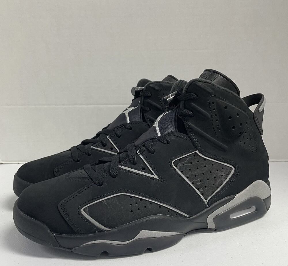 Air Jordan 6 Retro Cap and Gown IR2266 010 Size 10 Black Silver Suede Sneaker